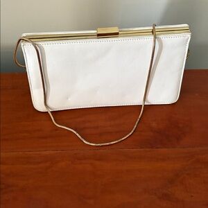 Giani Bernini purse white clutch gold rope chain
